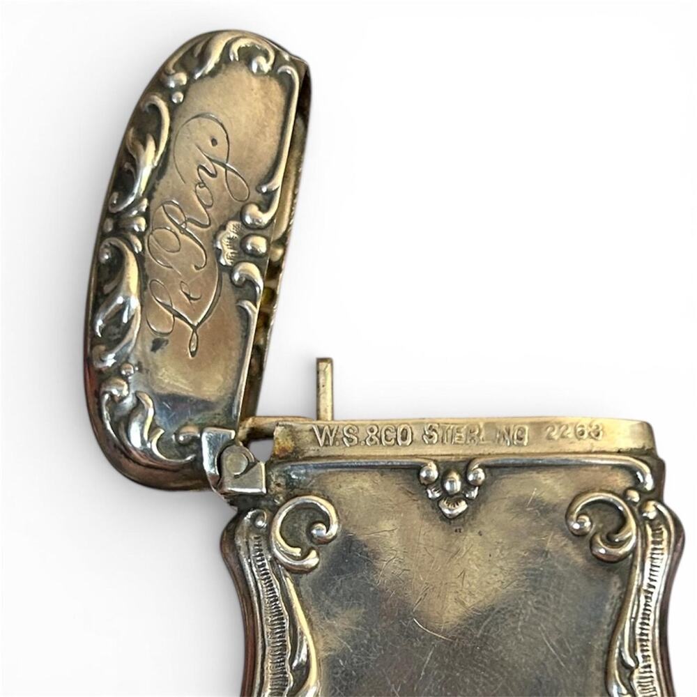 Antique Sterling Silver Vesta Case W.S. & Co. Ornate Repoussé Match Safe